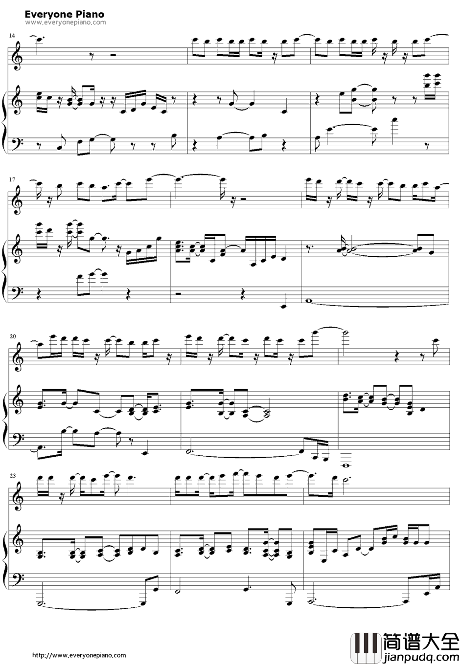 不死之身钢琴谱_林俊杰