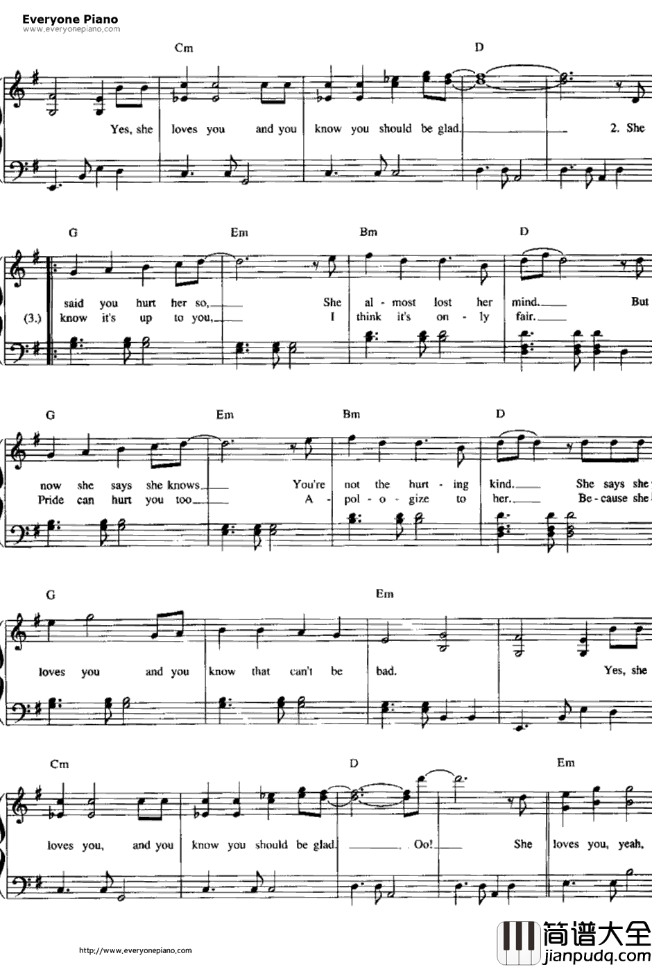 She_Loves_You钢琴谱_TheBeatles