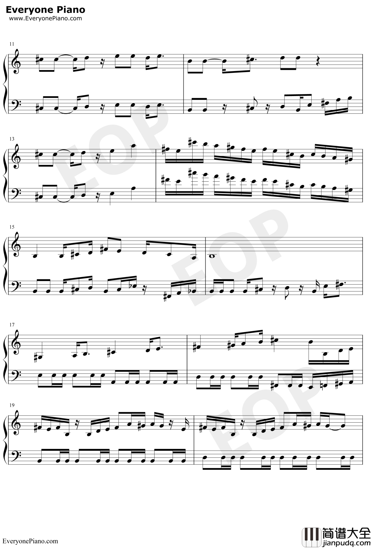 魂斗罗背景音乐钢琴谱_未知_魂斗罗背景音乐