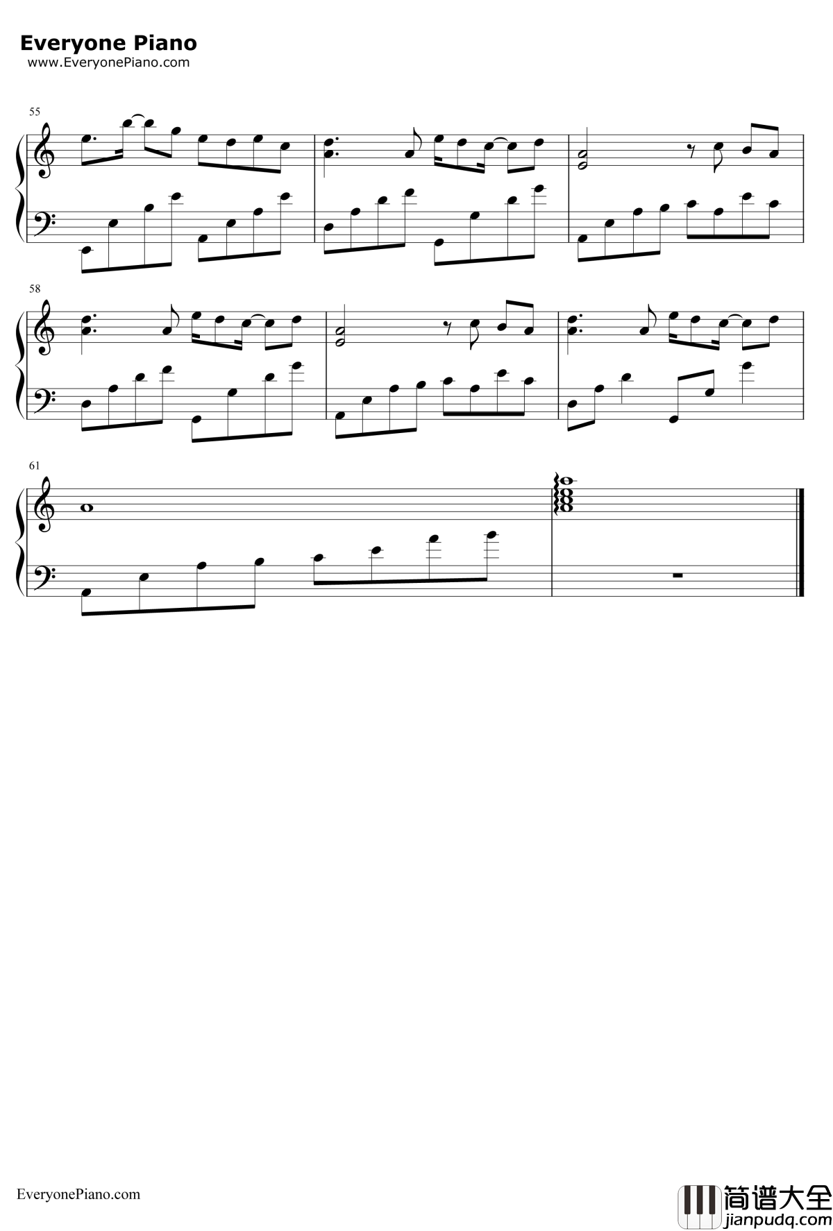 美人鱼钢琴谱_林俊杰