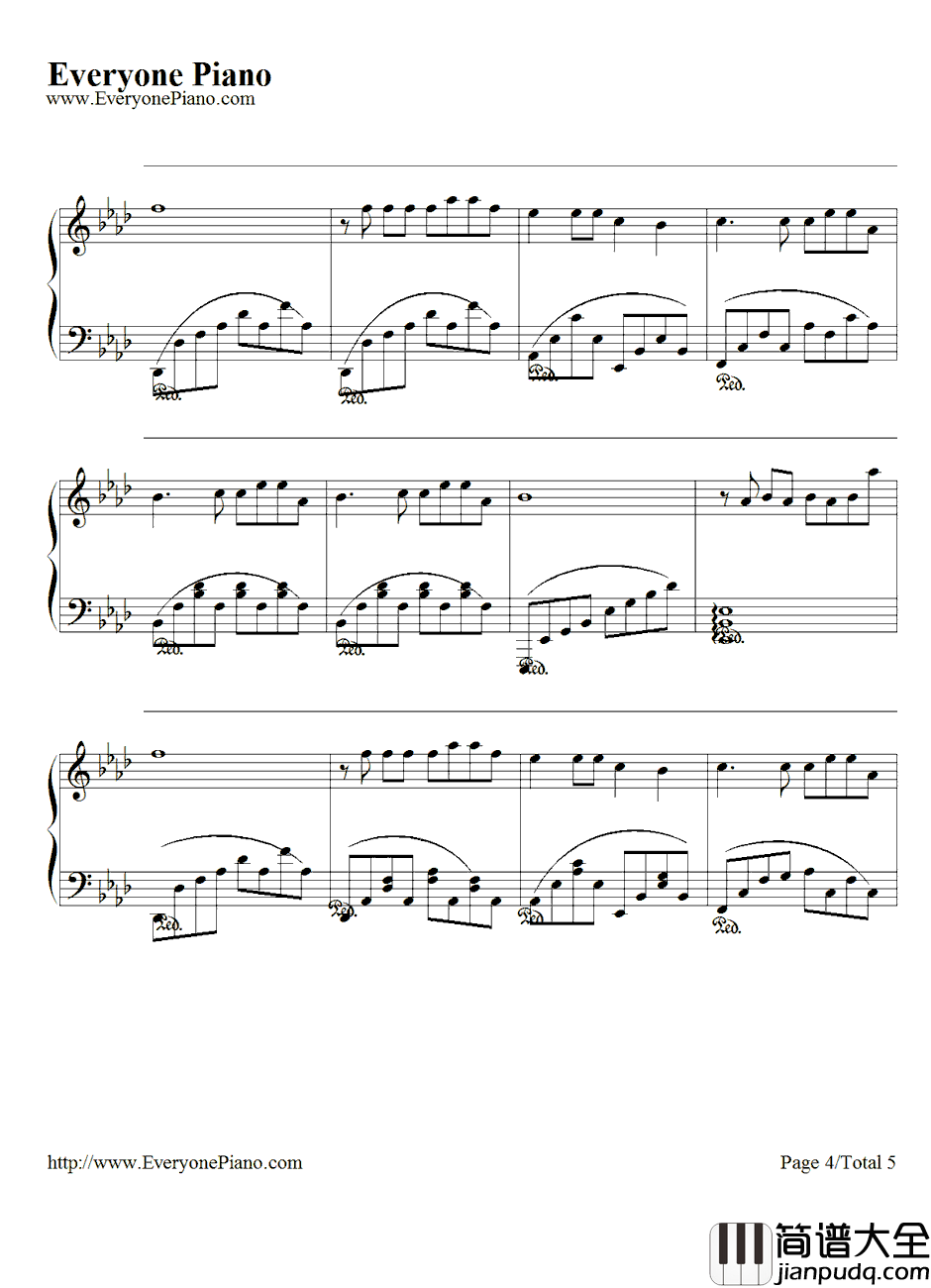 给你们钢琴谱_张宇