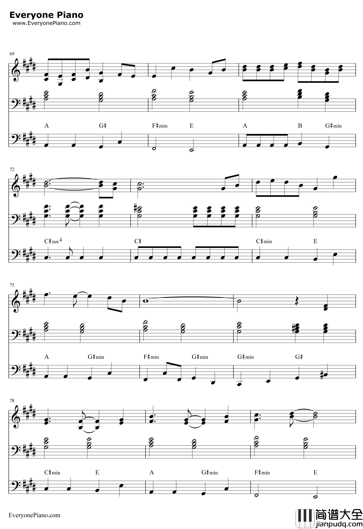 深海少女钢琴谱_初音ミク初音未来