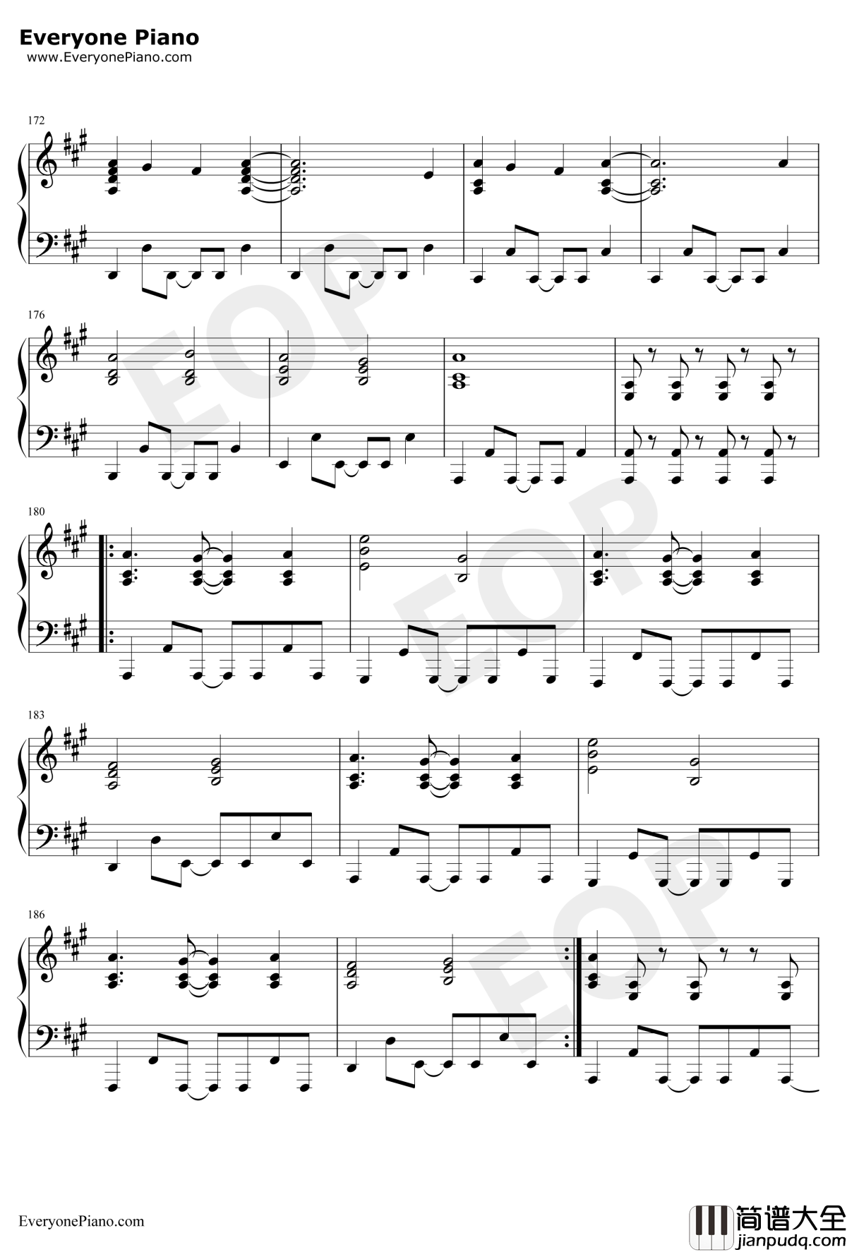 U&I钢琴谱_平泽唯_けいおん！OST_轻音少女OST