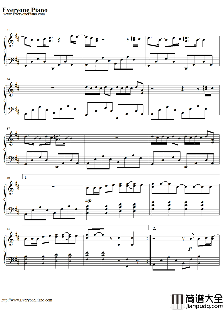 Alej_an_dro钢琴谱_LadyGaGa