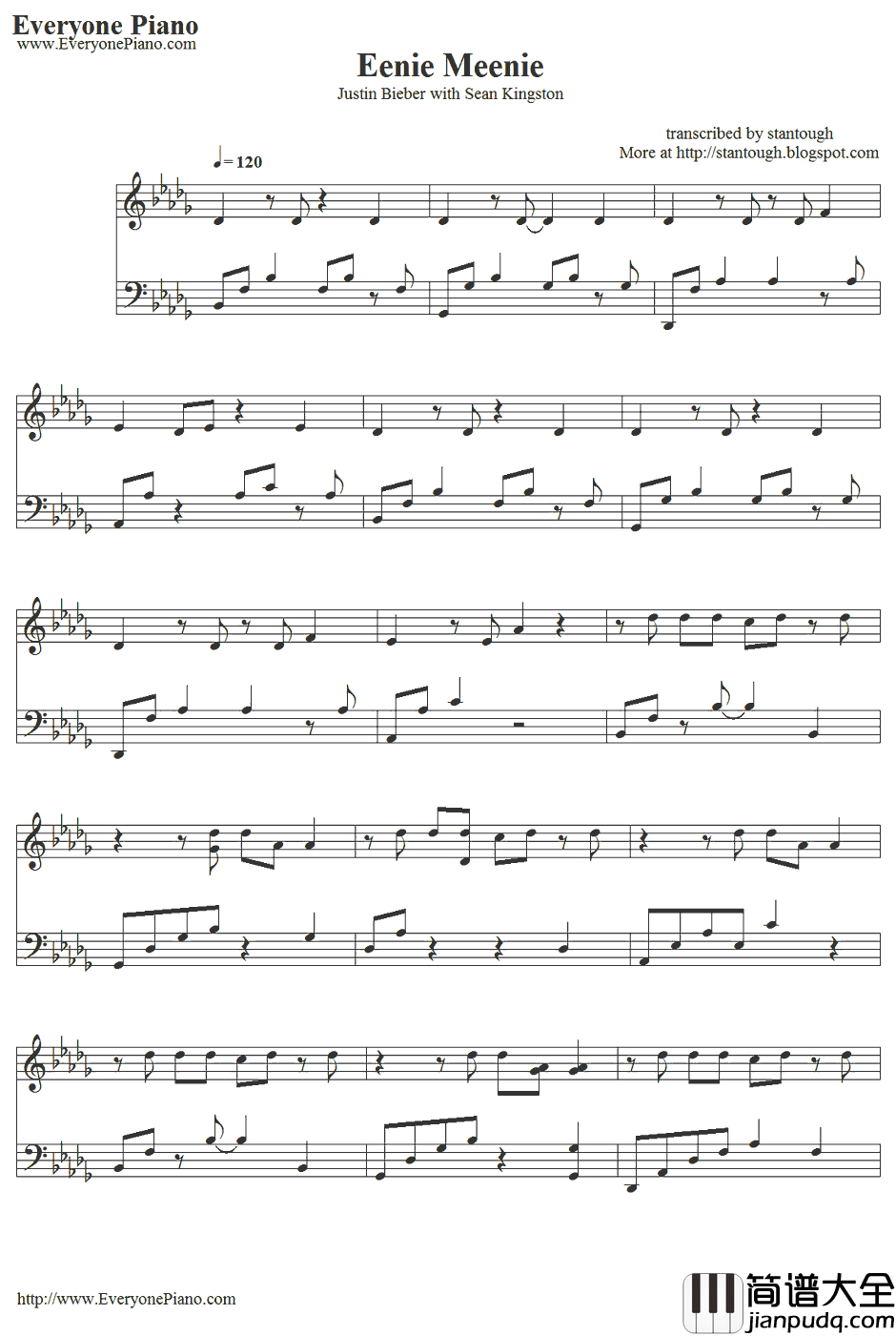 Eenie_Meenie钢琴谱_JustinBieber&SeanKingston