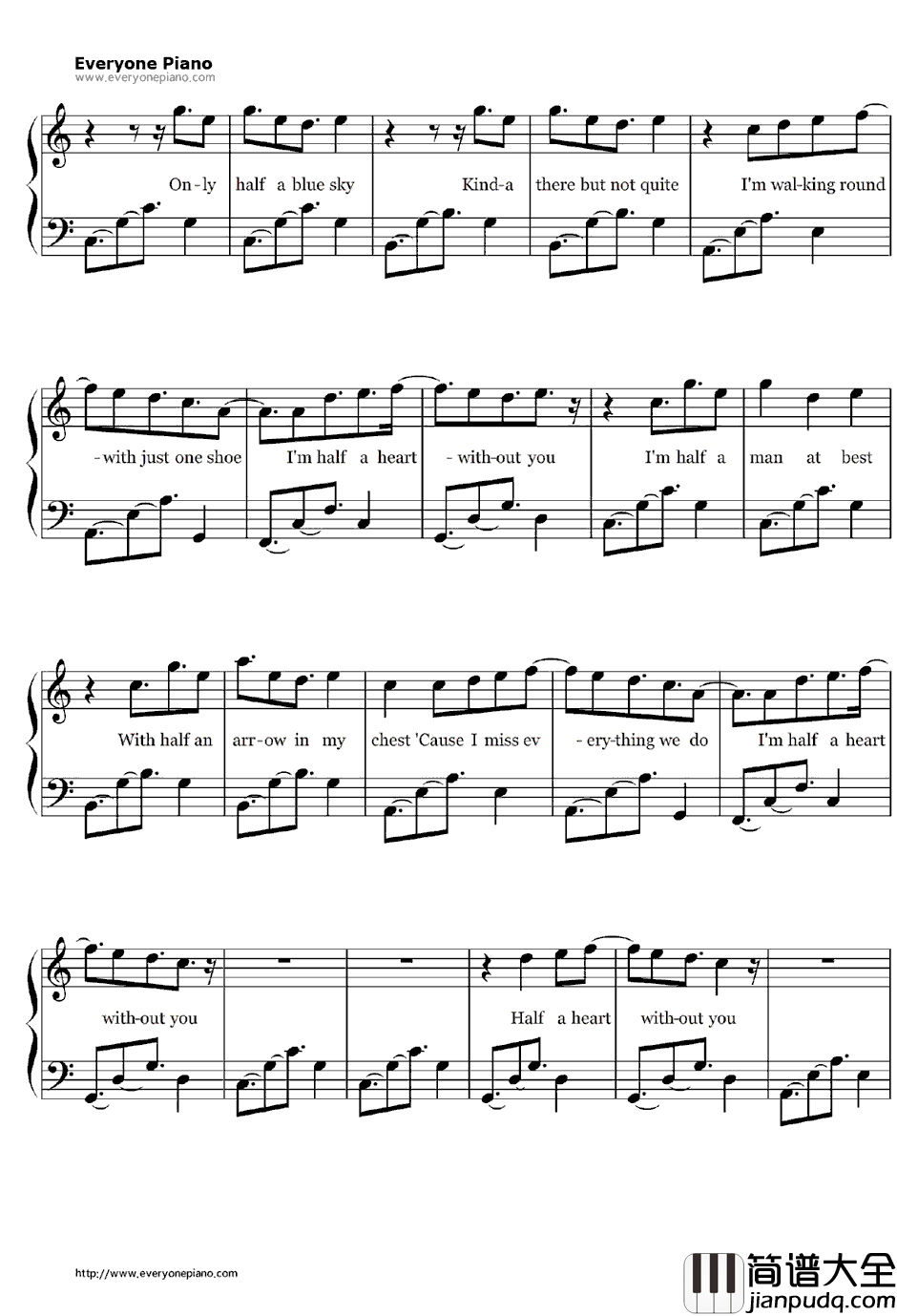 Half_a_Heart钢琴谱_OneDirection