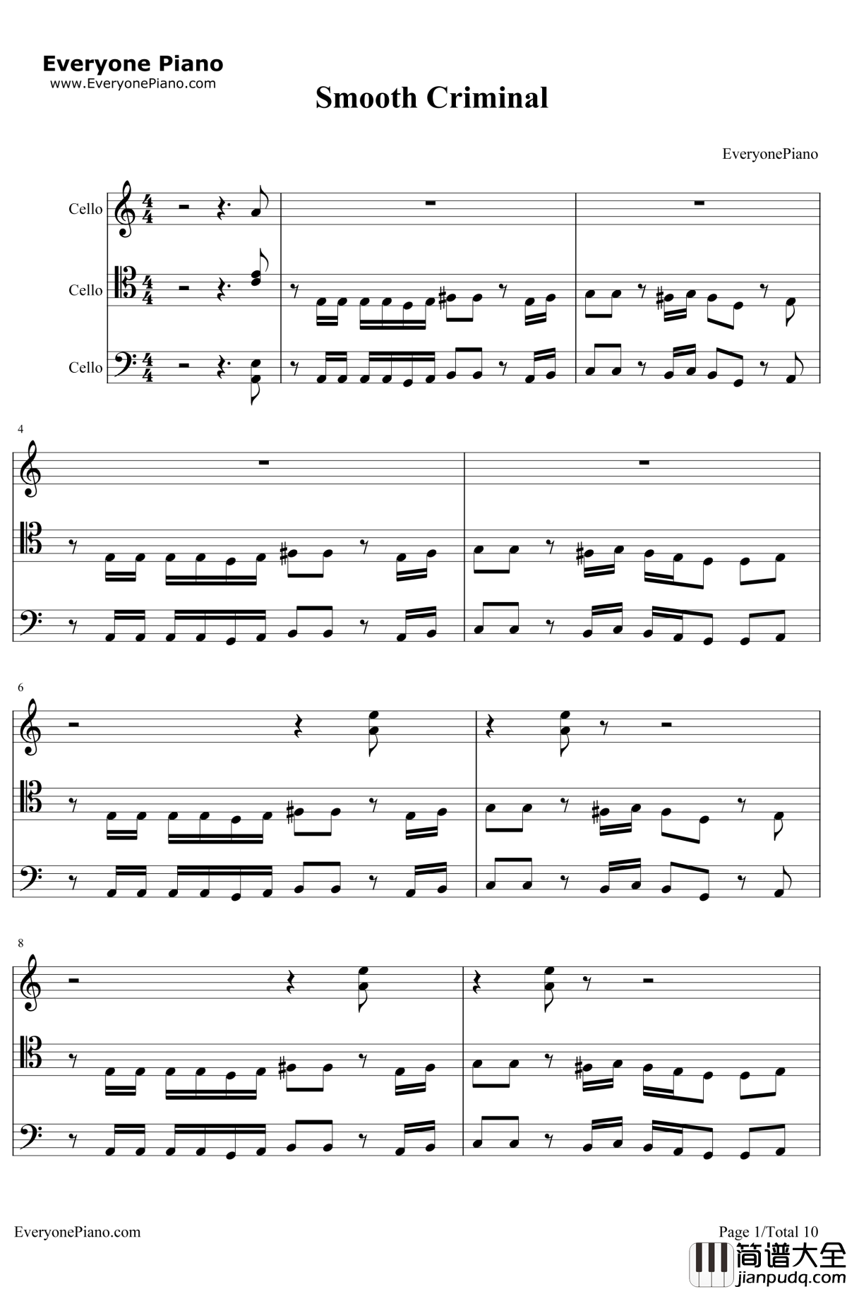 Smooth_Criminal钢琴谱_迈克尔杰克逊