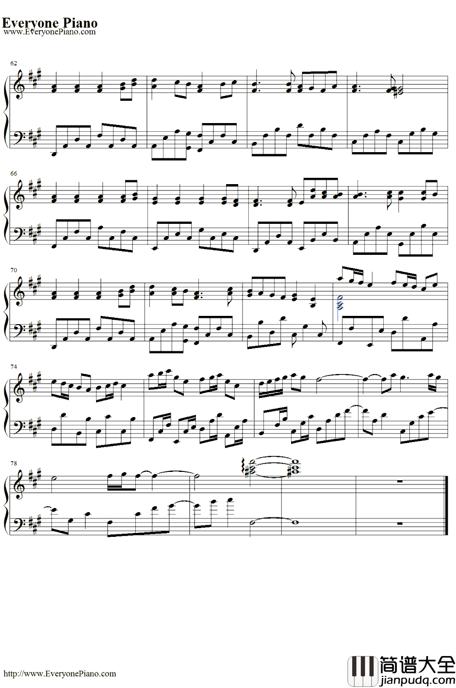 光の旋律钢琴谱_Kalafina_ソ・ラ・ノ・ヲ・トOP_Kalafina