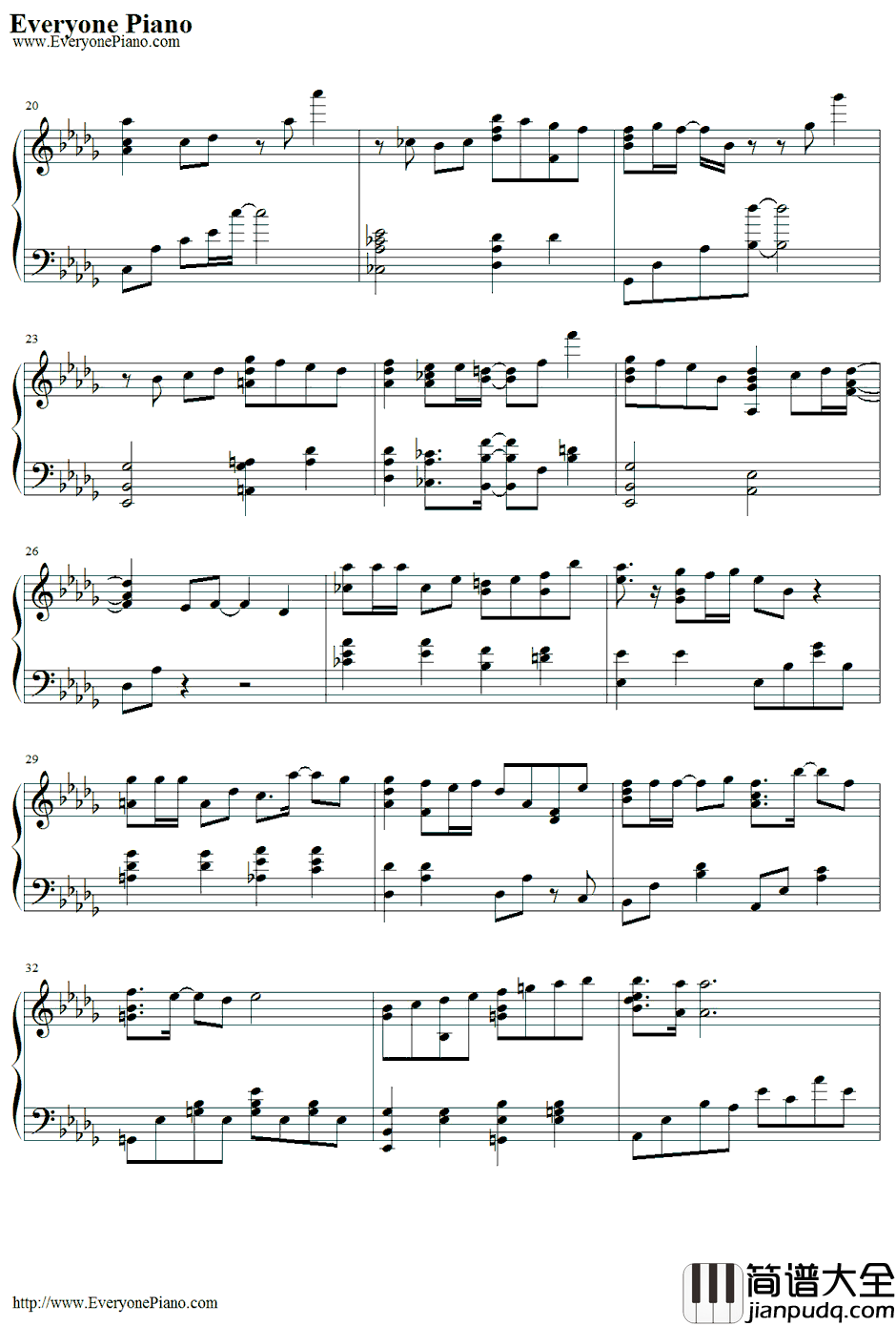 恋文钢琴谱_やなぎなぎ_Koibumi_RewriteED