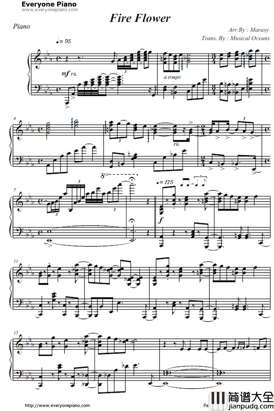 Fire◎Flower钢琴谱_鏡音レン