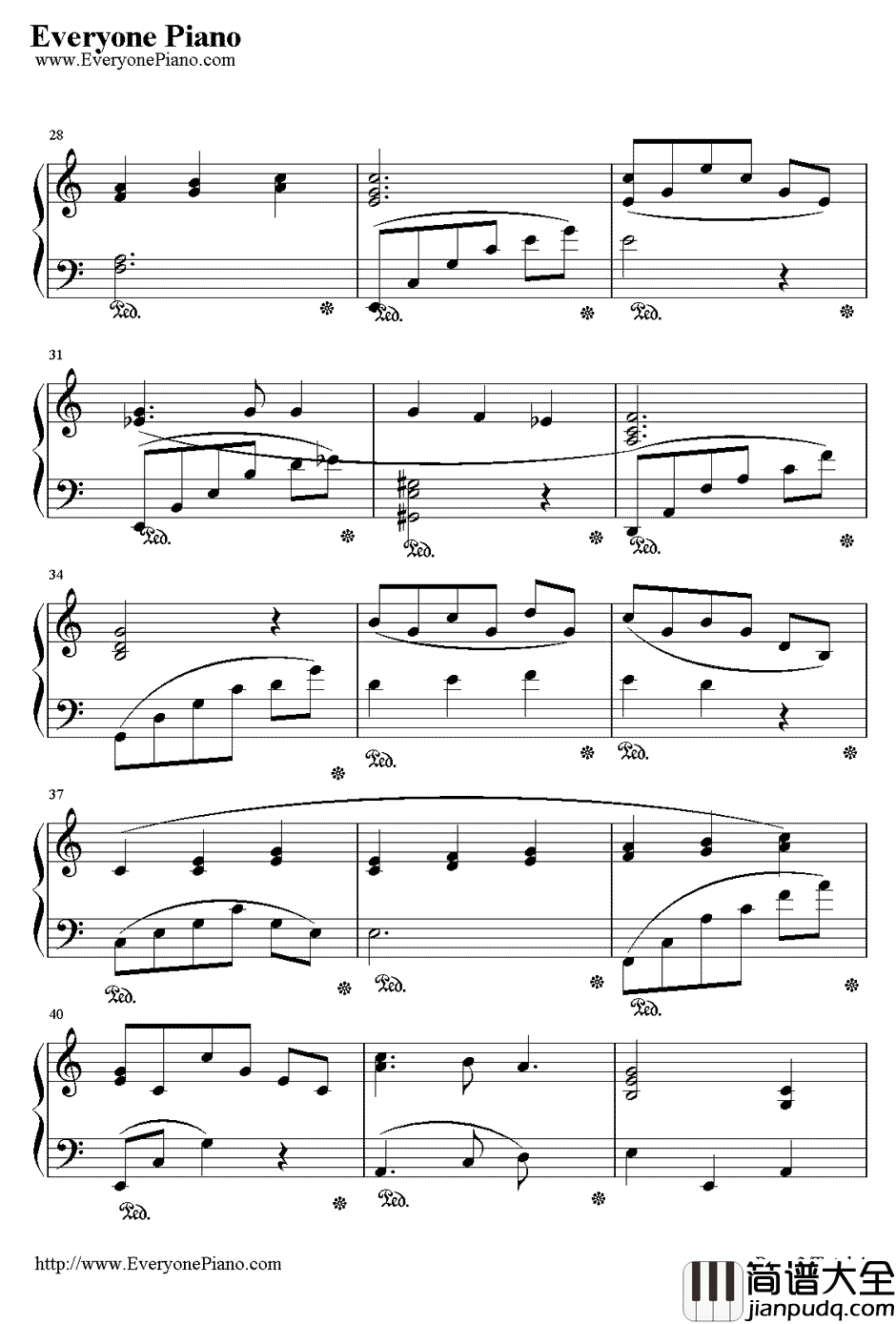 夜之歌钢琴谱_岩男润子_夜の歌_魔卡少女樱插曲