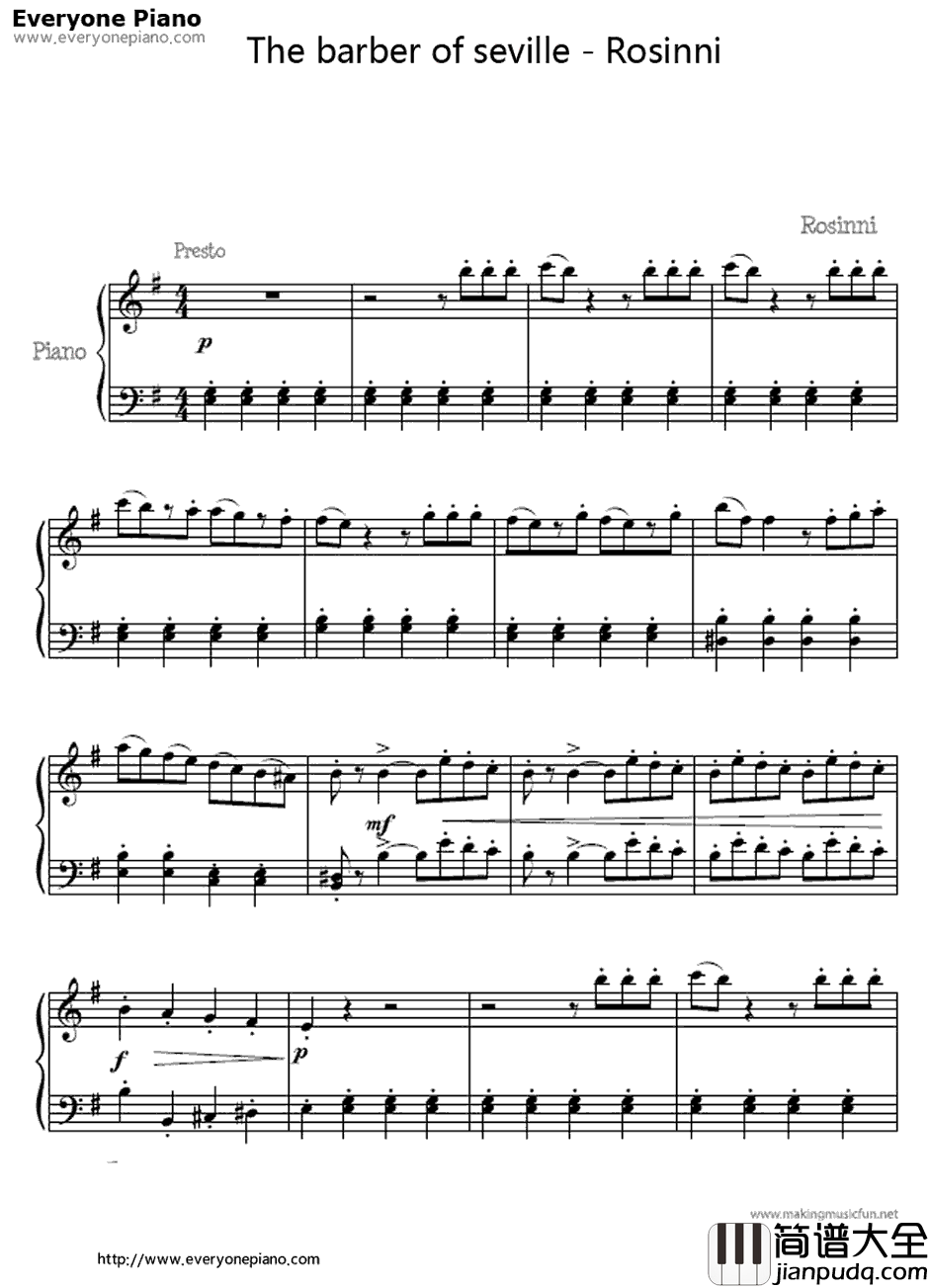 塞维利亚的理发师钢琴谱_GioachinoRossini_TheBarberofSeville