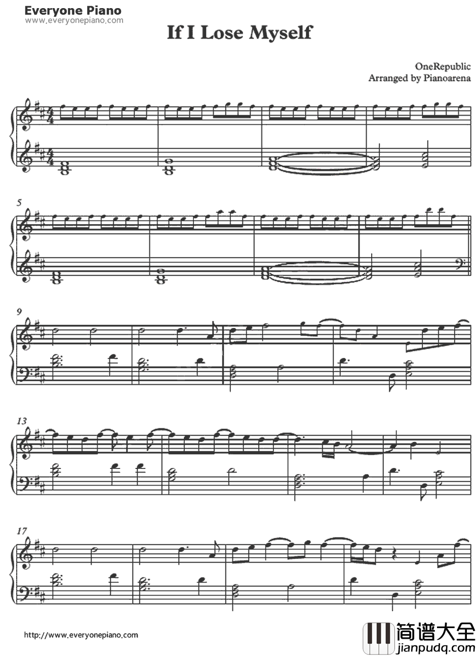 If_ILose_Myself钢琴谱_OneRepublic