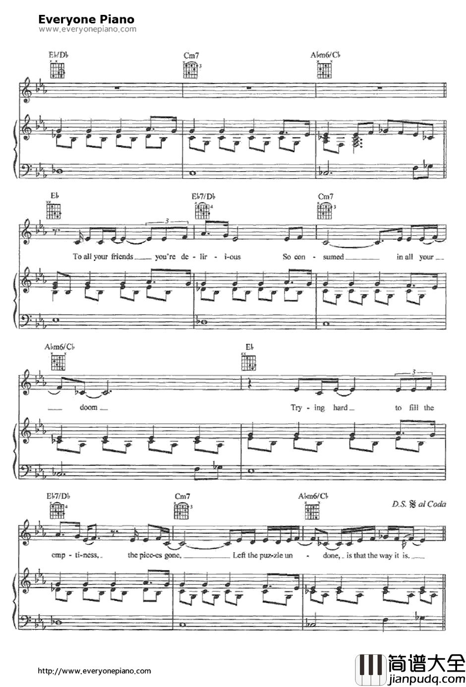 Beautiful钢琴谱_ChristinaAguilera