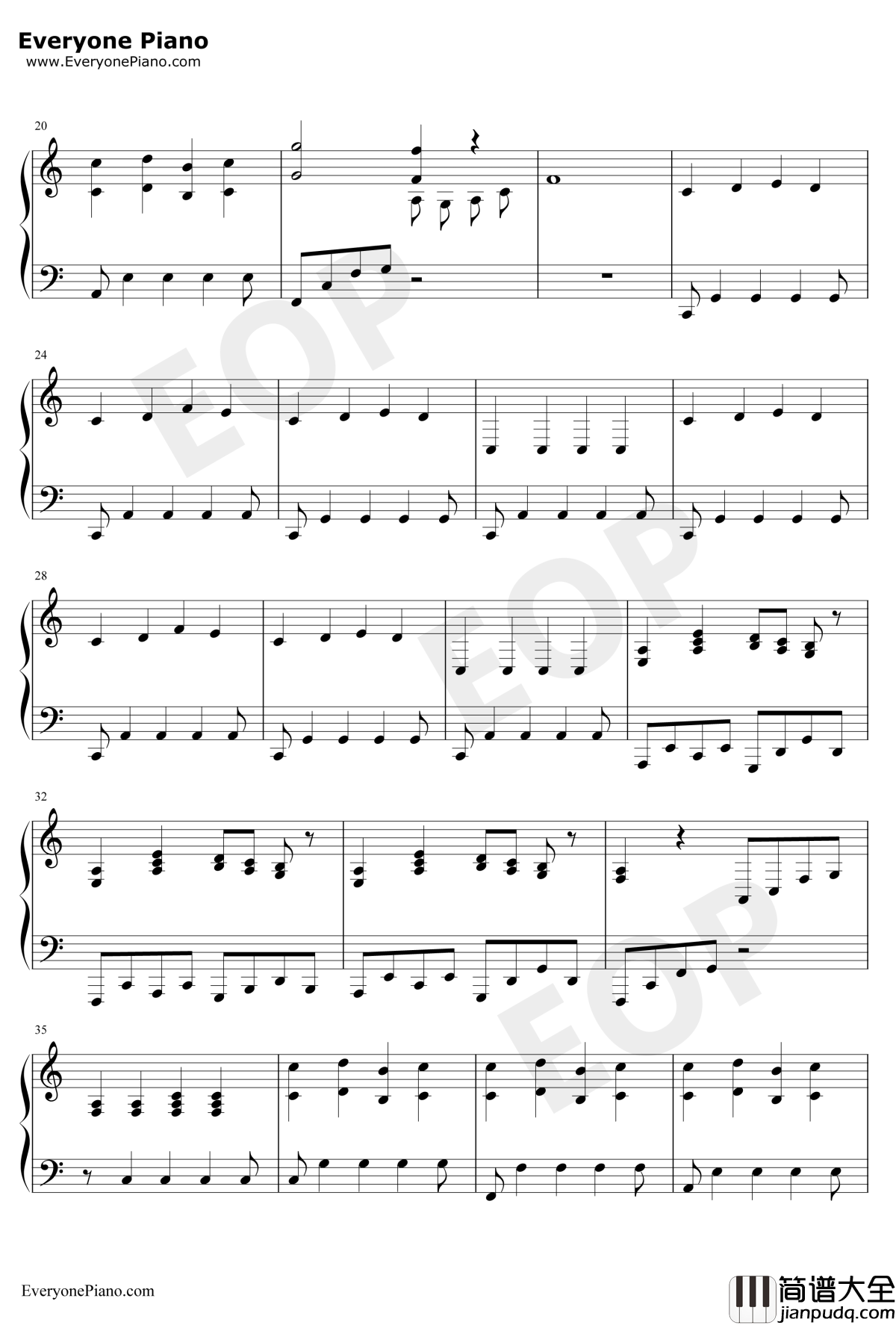 Falling_Slowly钢琴谱_格伦·汉塞德玛可塔·伊尔格洛娃_OnceOST