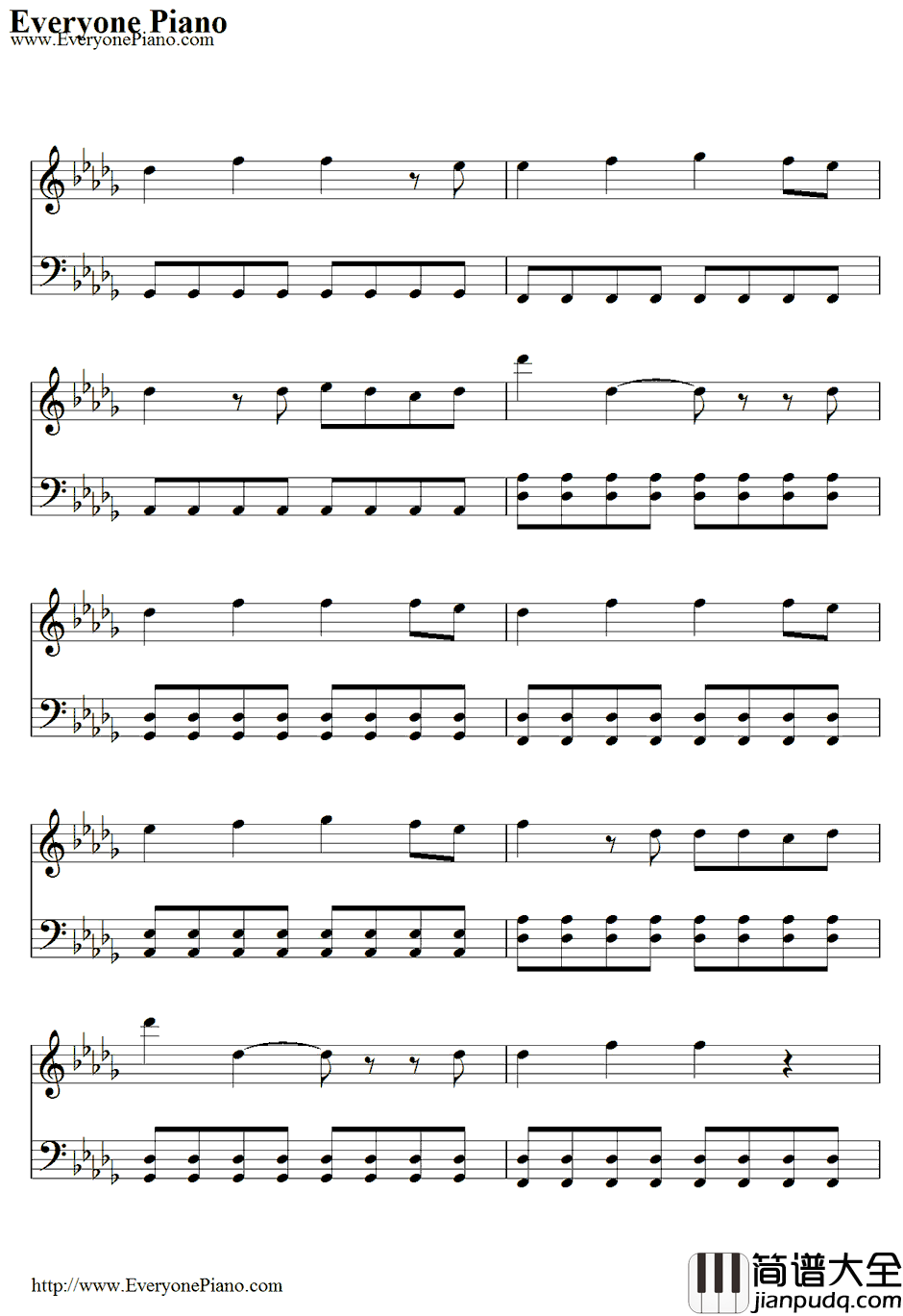 君の街まで钢琴谱_AsianKung_FuGeneration