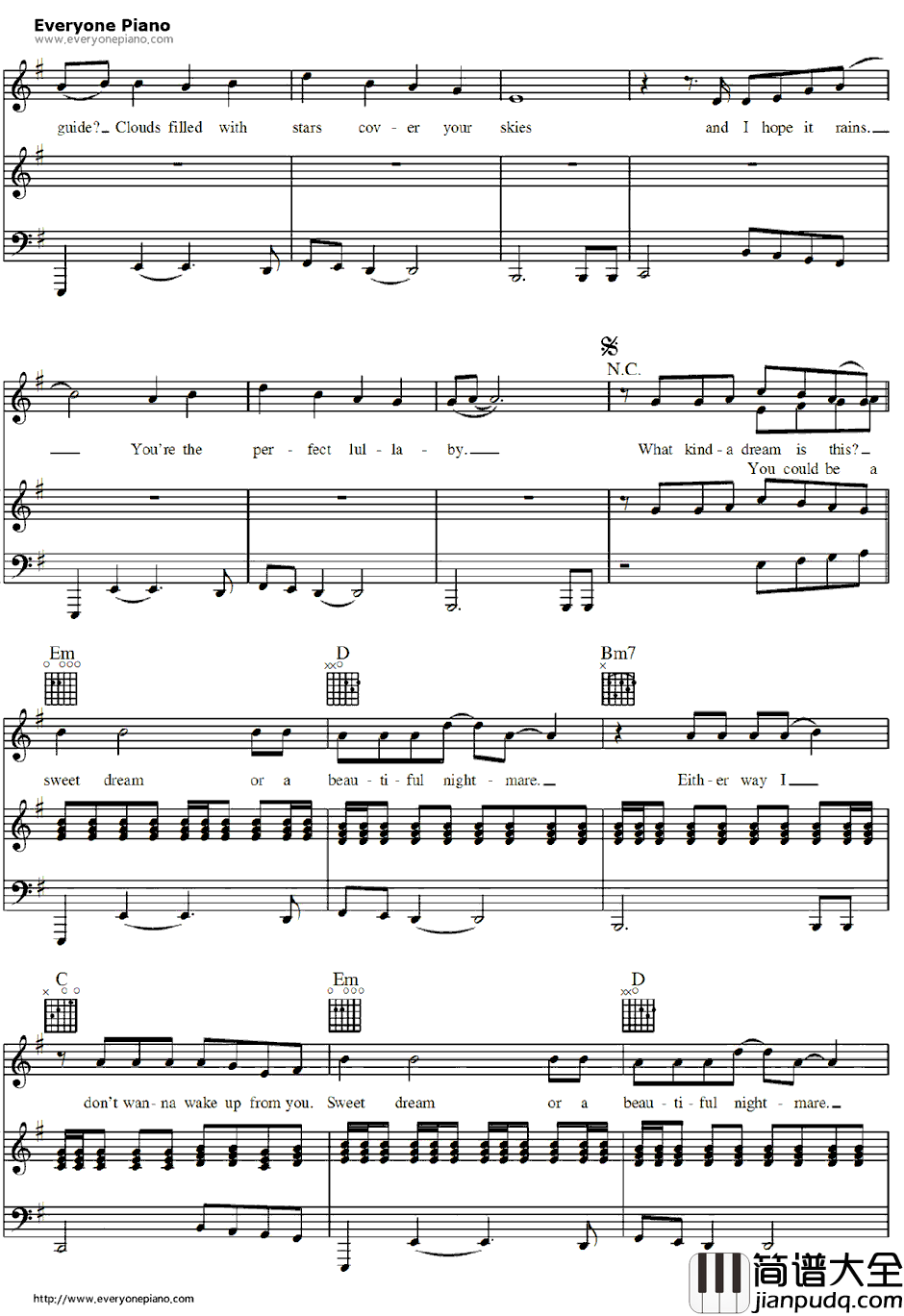 Sweet_Dreams钢琴谱_Beyonce