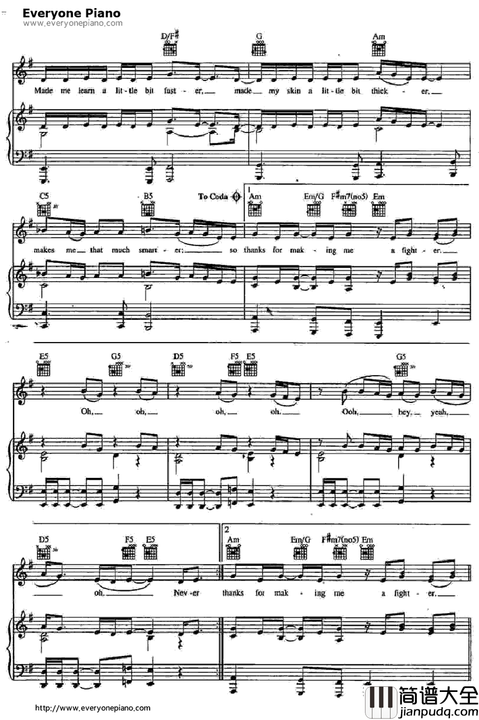 Fighter钢琴谱_ChristinaAguilera