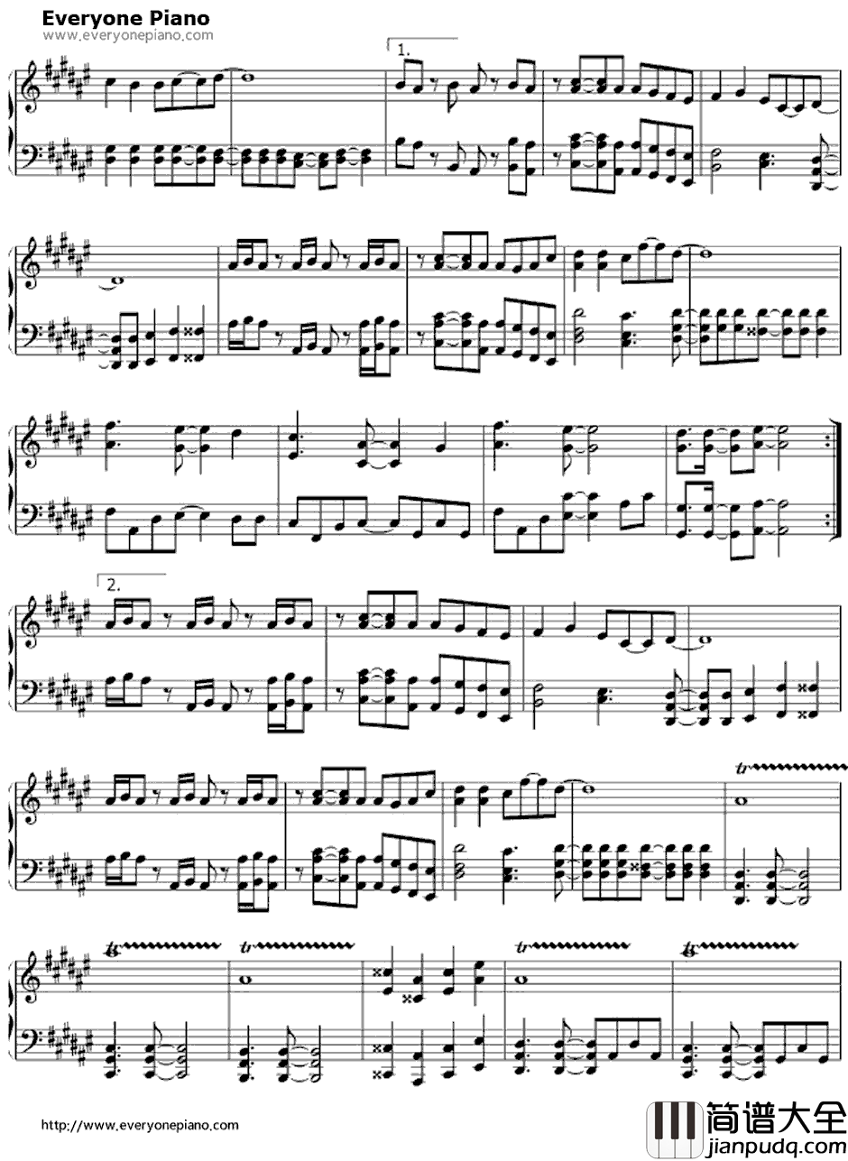 恋色センチメンタル钢琴谱_黒崎蘭丸_歌之王子殿下OST