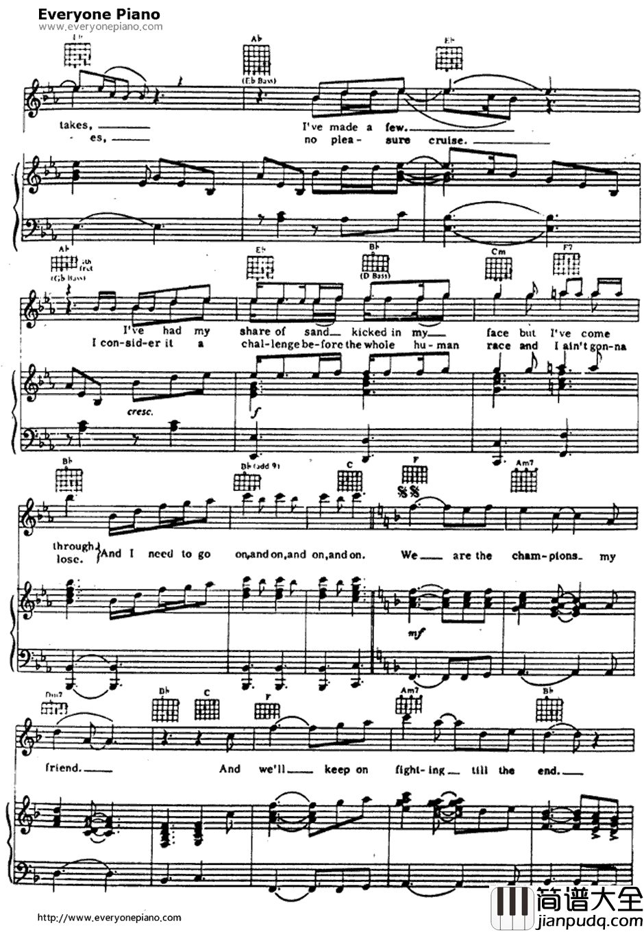 We_Are_the_Champions钢琴谱_Queen