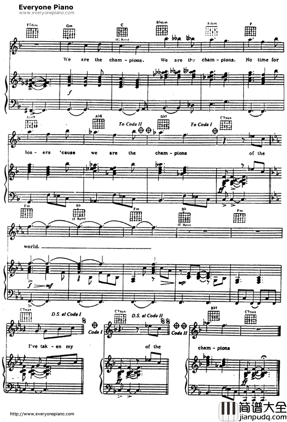 We_Are_the_Champions钢琴谱_Queen