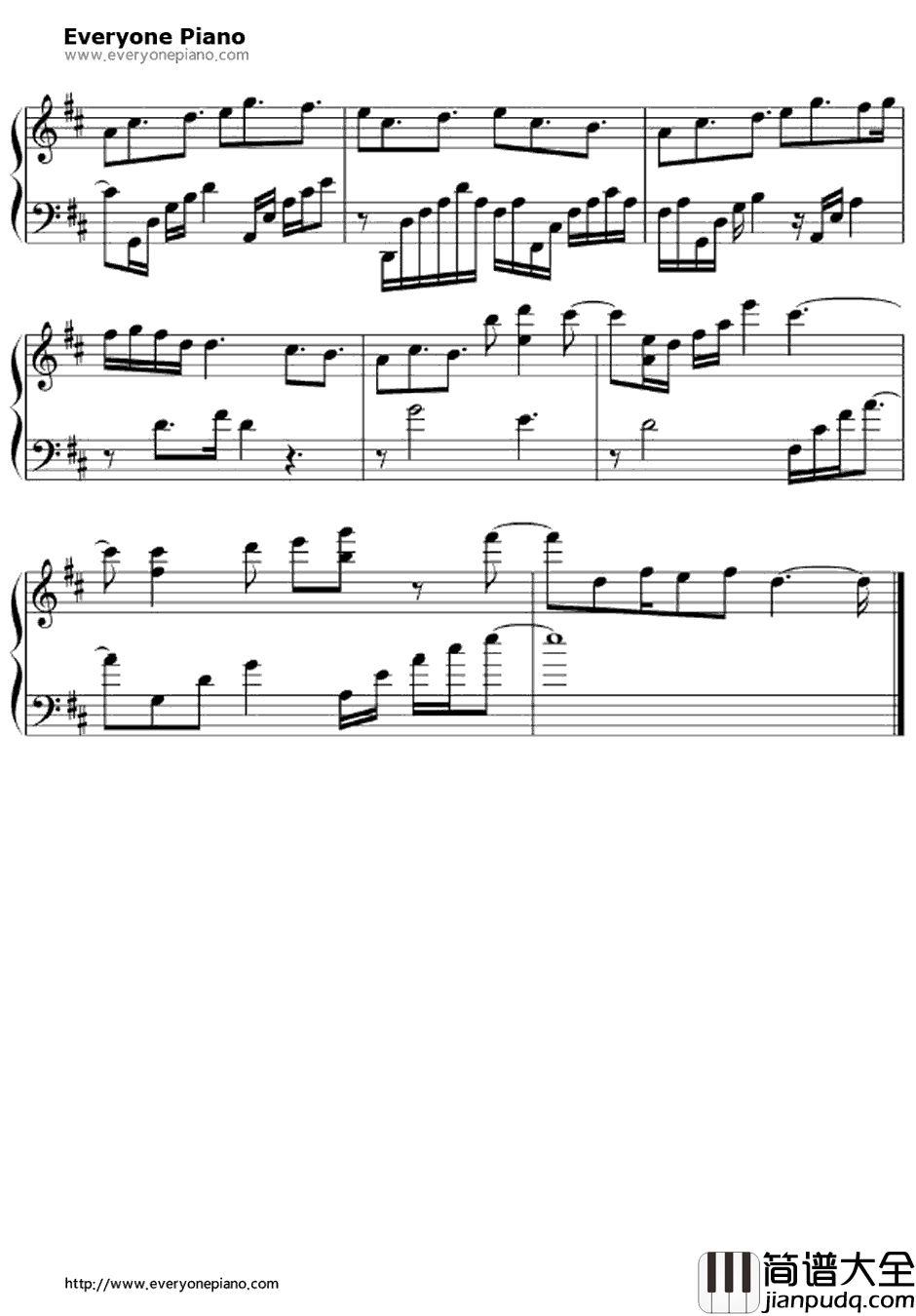 ワンダフルデイズ钢琴谱_ONE☆DRAFT_银魂ED15