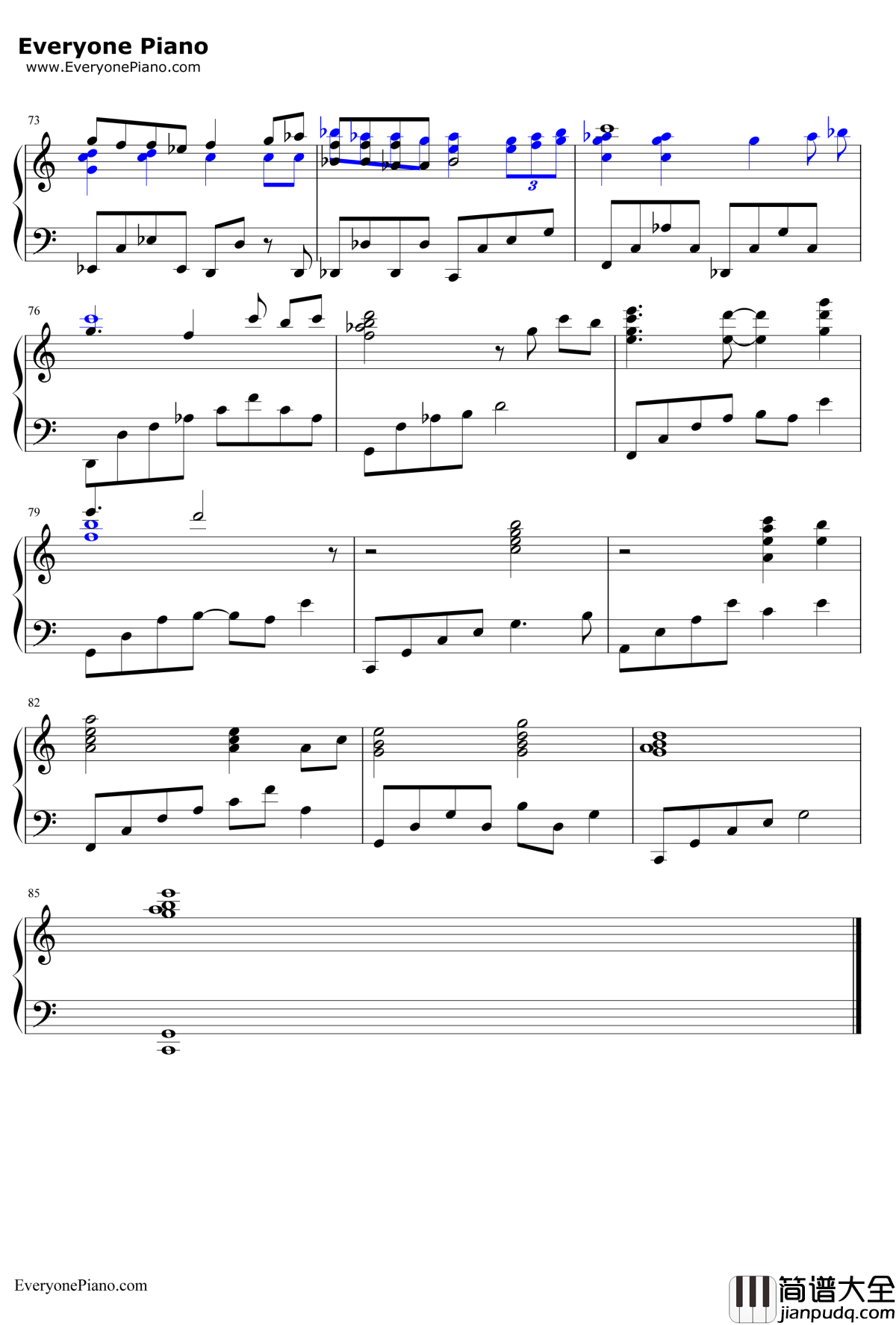 いのちの名前钢琴谱_久石让宫崎骏_千与千寻主题歌