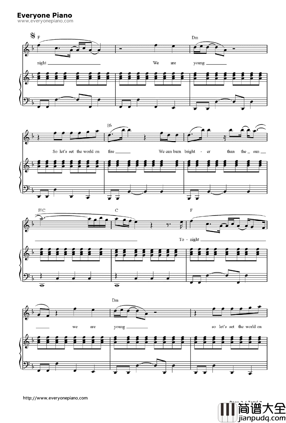 We_Are_Young钢琴谱_FunGlee