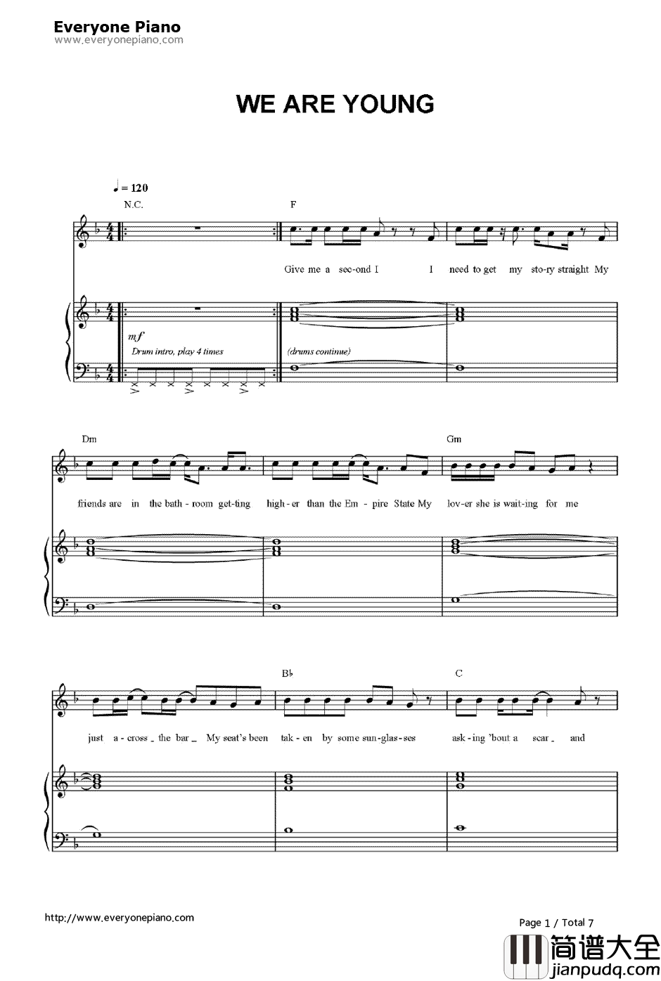 We_Are_Young钢琴谱_FunGlee