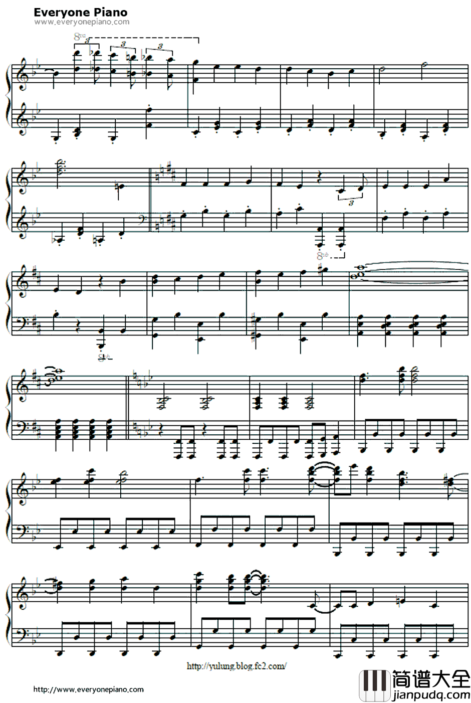 あっちでこっちで钢琴谱_あっち匡挰愰_一起一起这里那里OP