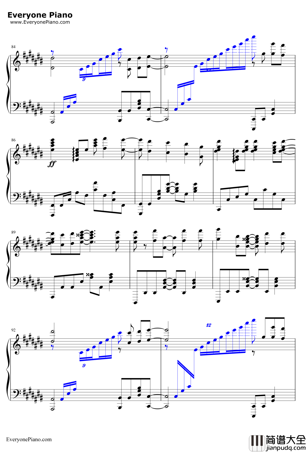 COLORS钢琴谱_FLOW_CodeGeass反叛的鲁鲁修OP1