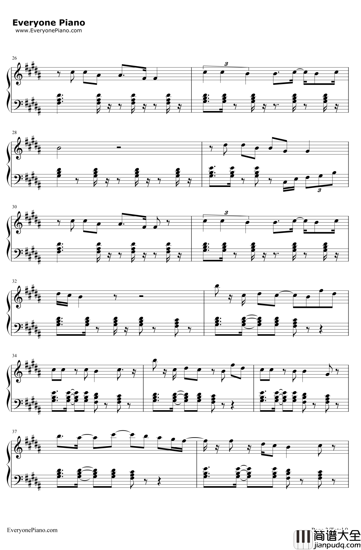 RatherBe钢琴谱_CleanBandit/JessGlynne