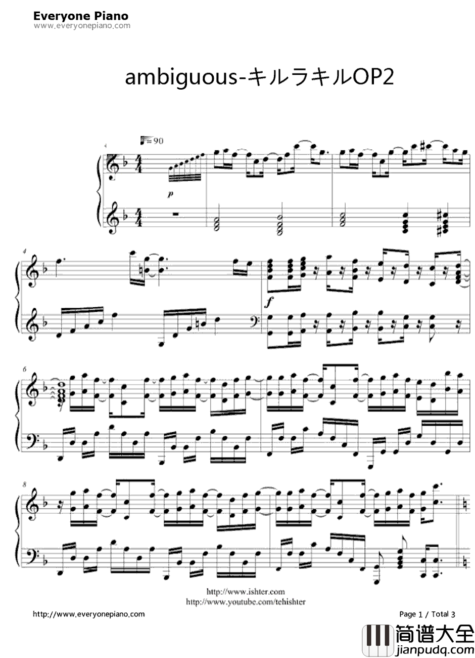 ambiguous钢琴谱_GARNIDELIA_双斩少女OP2