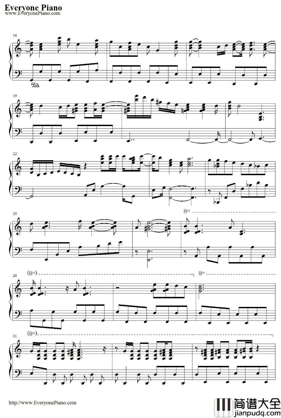 高鸣る钢琴谱_藤田麻衣子_绯色的碎片2OP