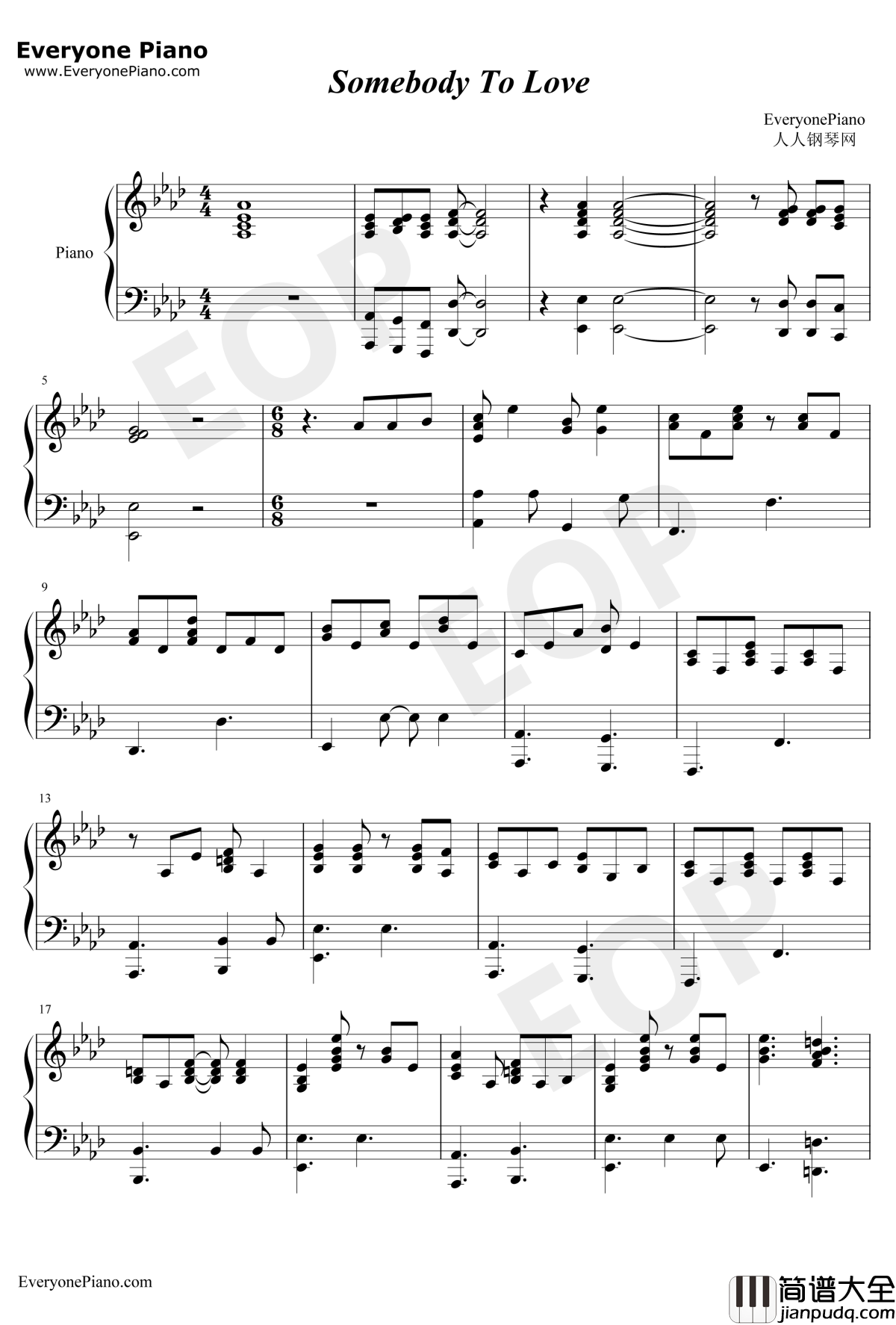 Some_body_to_Love钢琴谱_Queen