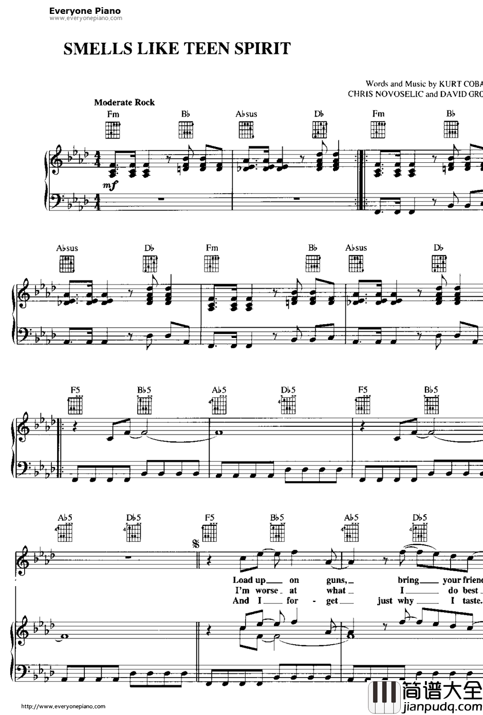 Smells_Like_Teen_Spirit钢琴谱_Nirvana