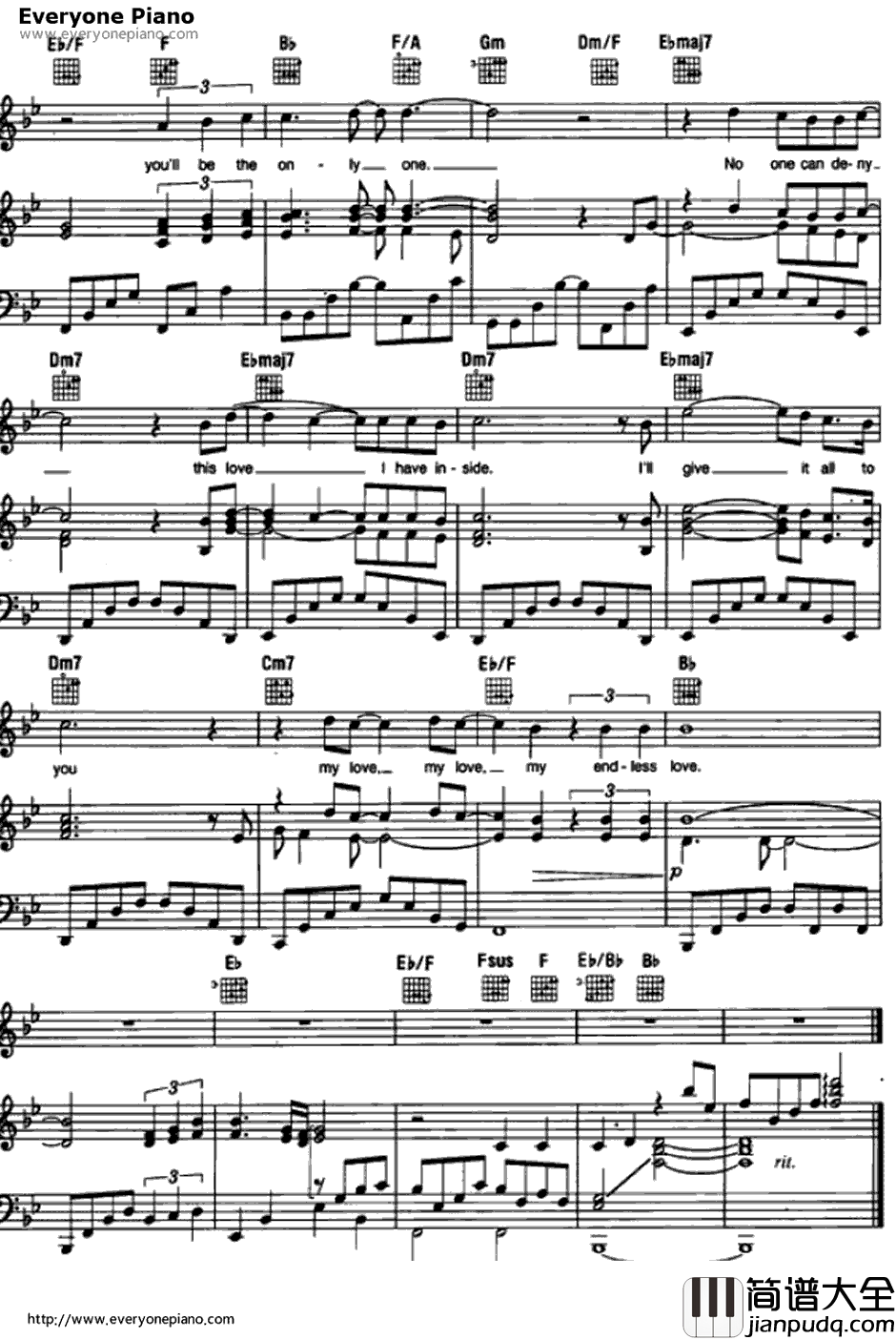 Endless_Love钢琴谱_LionelRichie&DianaRoss_EndlessLove（无尽的爱）主题曲