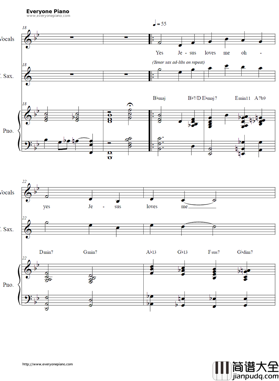 Jesus_Loves_Me钢琴谱_WhitneyHouston_耶稣爱我