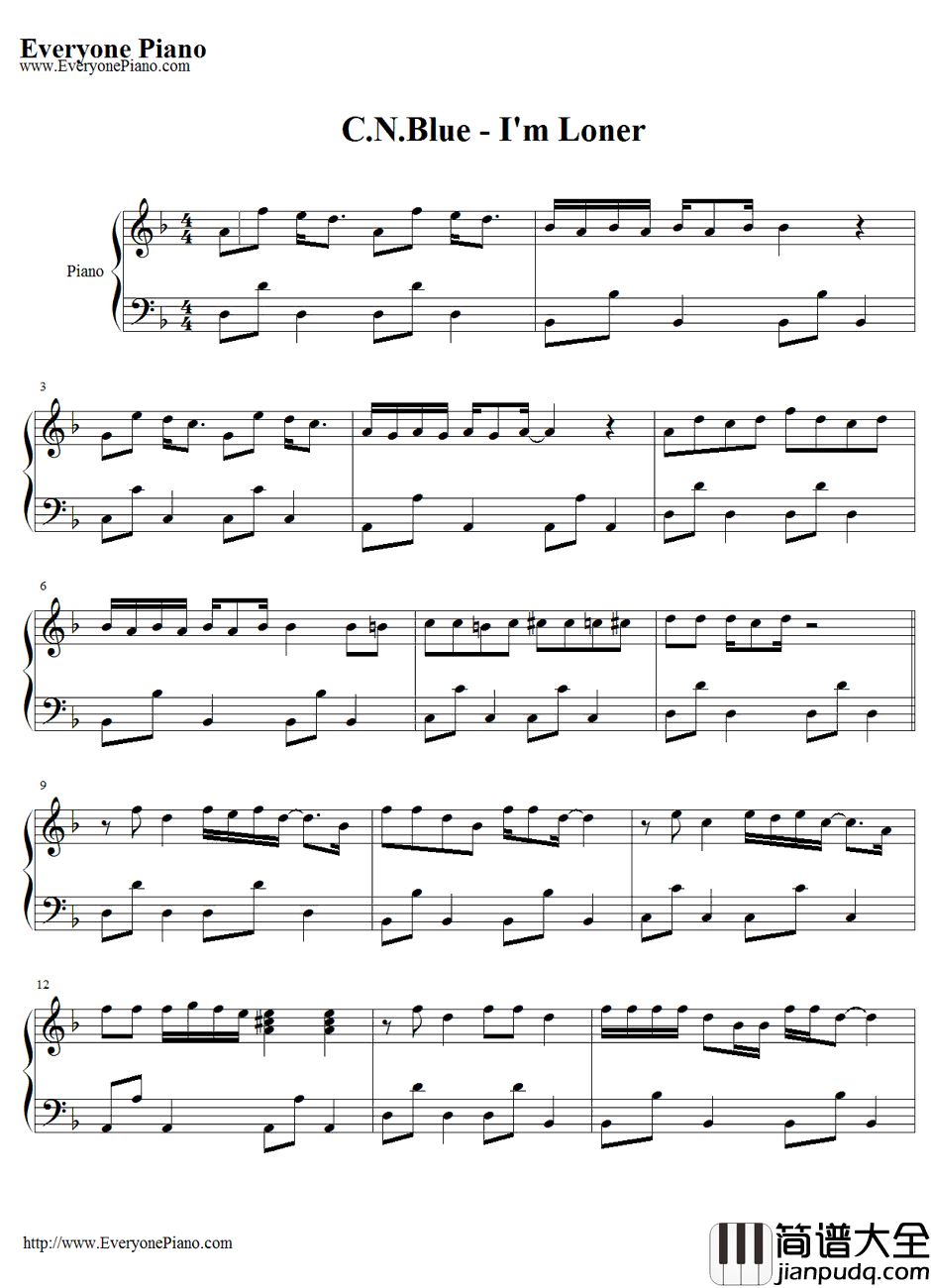 I'm_a_Loner钢琴谱_CNBLUE