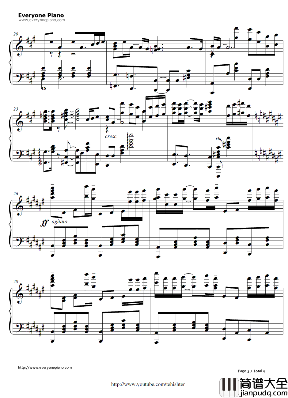 ココロノカラ钢琴谱_Team.ねこかん(猫)featuring.天乙准花_心灵链环ED1