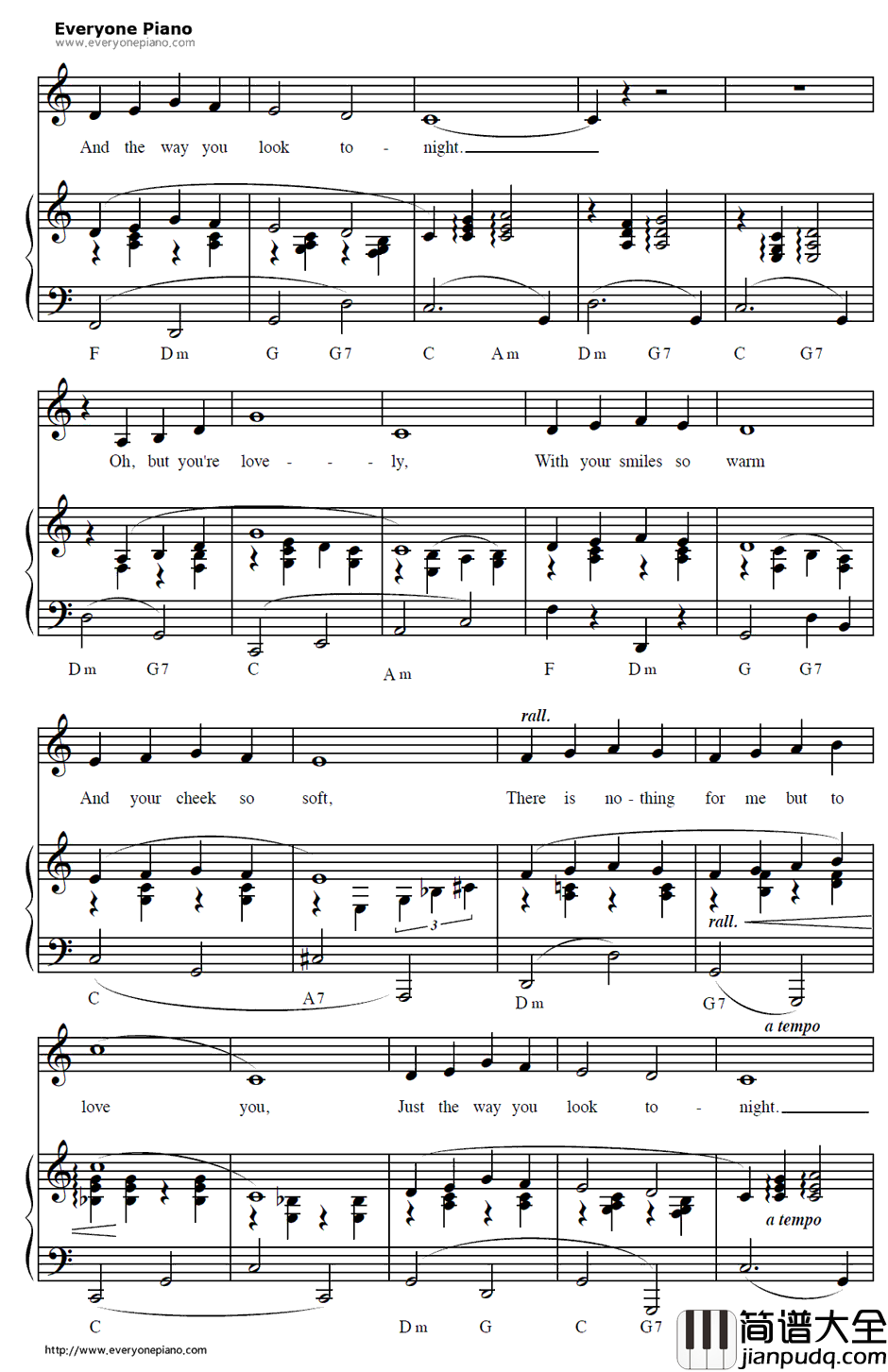 The_Way_You_Look_Tonight钢琴谱_JeromeKern_欢乐时光OST