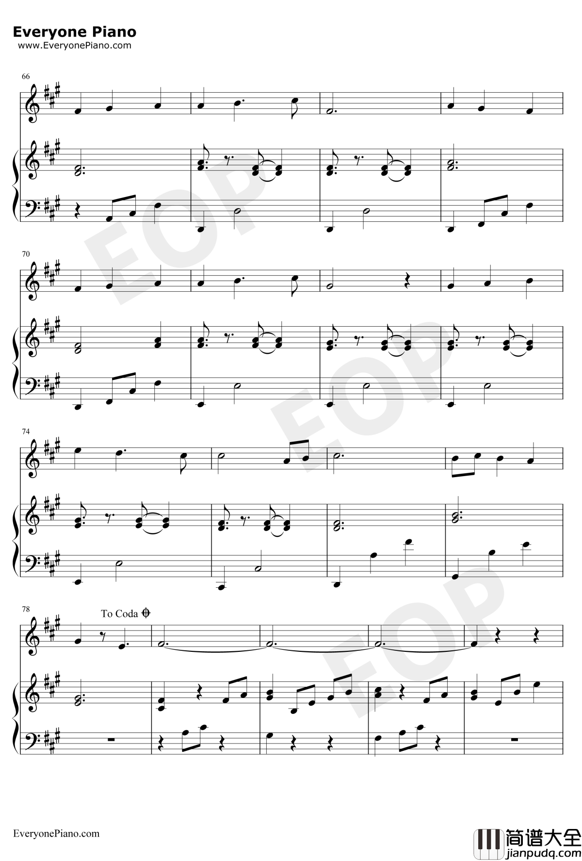 Gloria钢琴谱_Kalafina