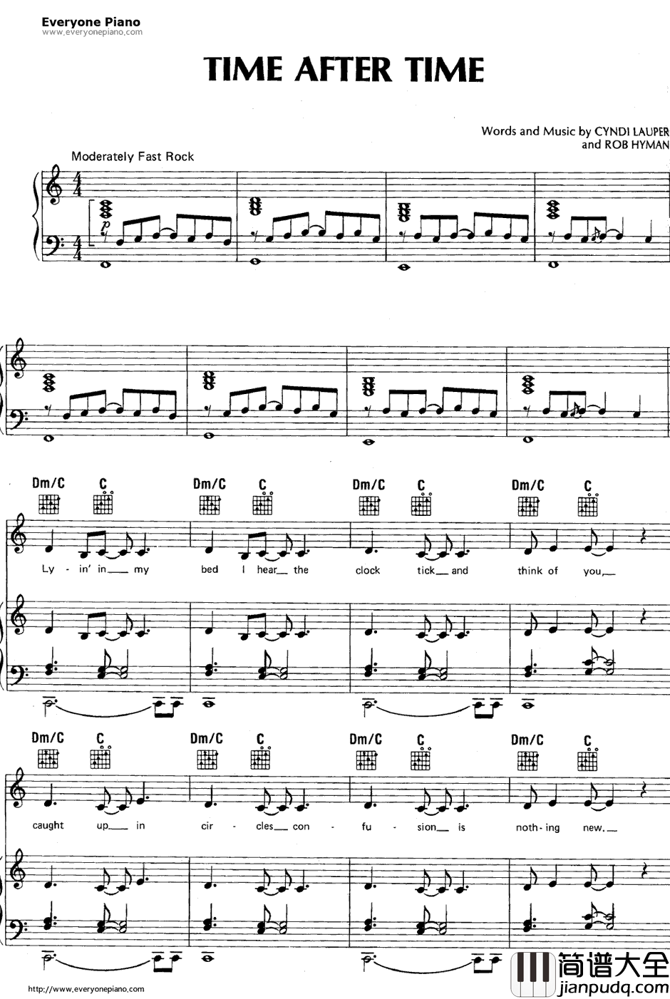 Time_After_Time钢琴谱_CyndiLauper