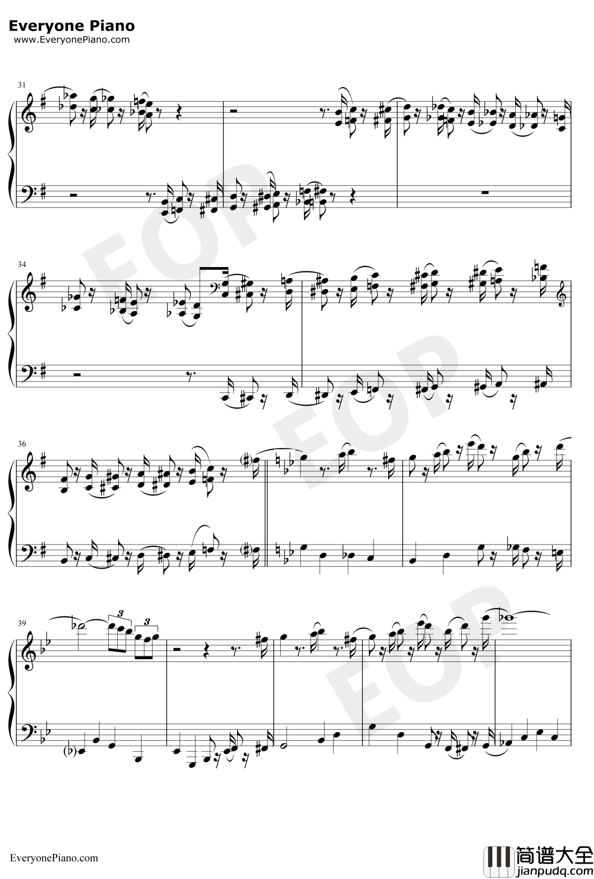 The_Pink_Panther_Theme钢琴谱_HenryMancini_粉红豹主题曲