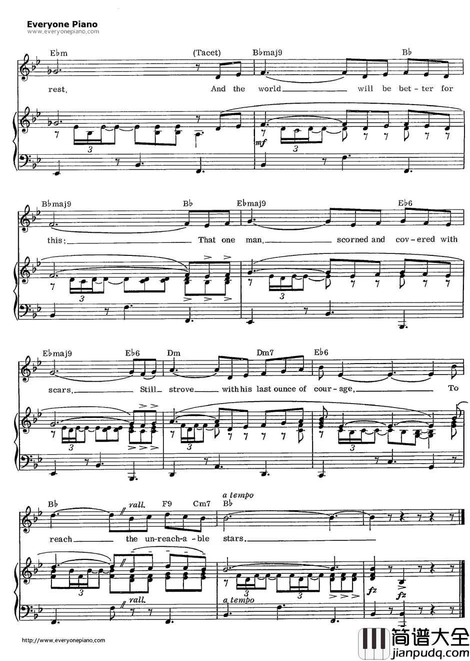 The_Impossible_Dream钢琴谱_MitchLeigh_梦幻骑士ManofLaManchaOST