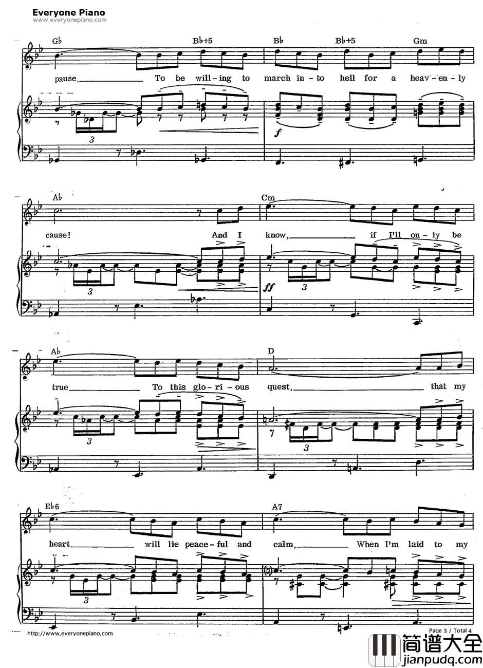 The_Impossible_Dream钢琴谱_MitchLeigh_梦幻骑士ManofLaManchaOST