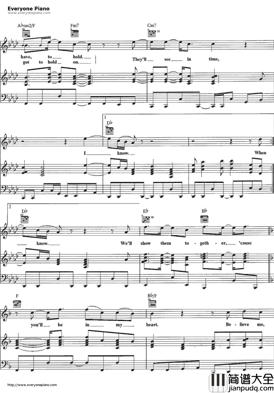 You'll_Bein_My_Heart钢琴谱_PhilCollins_人猿泰山主题曲