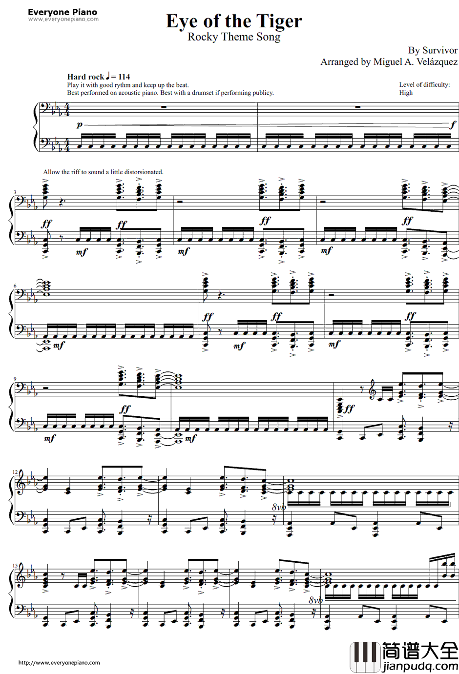 Eye_of_theTiger钢琴谱_Survivor_洛奇3主題歌