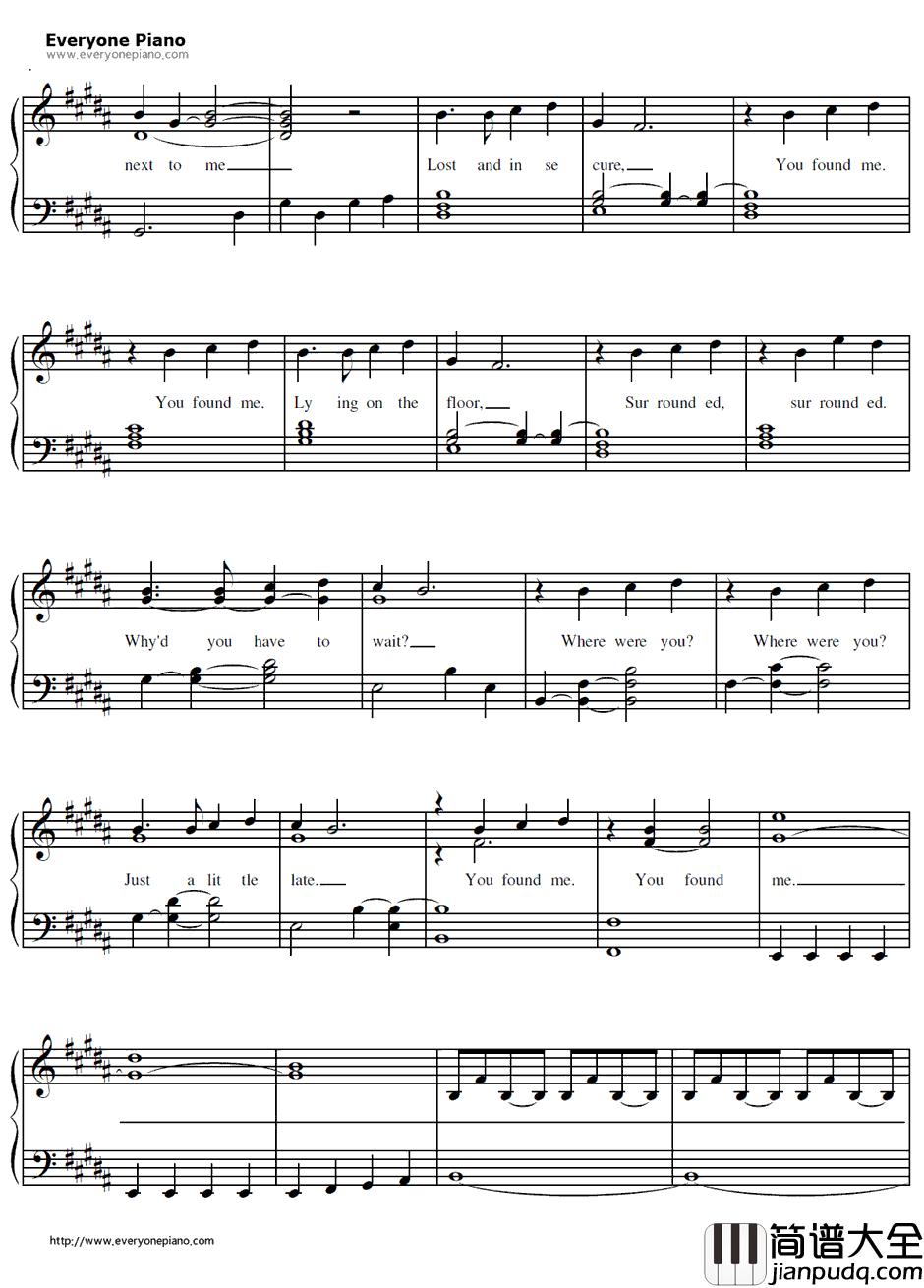 You_Found_Me钢琴谱__TheFray