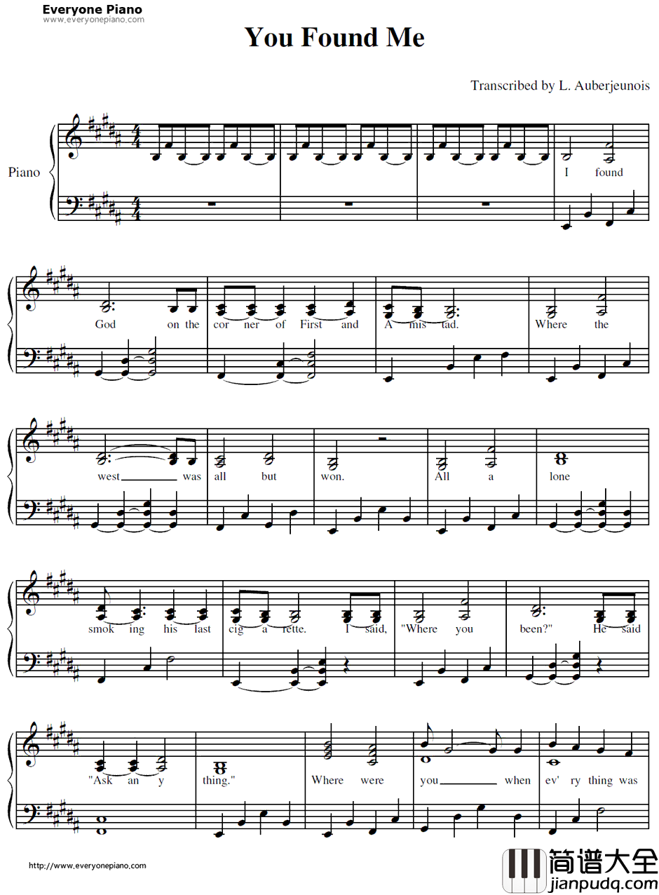 You_Found_Me钢琴谱__TheFray